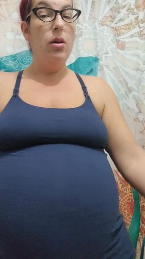 Blowing up my massive pregnant belly even MORE and burping!