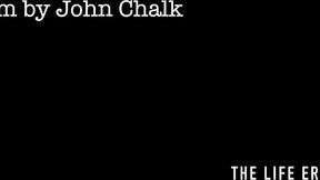 ”Full-bosomed blonde sucks her boobs & plays with a dildo”