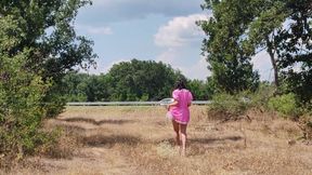 A Slave Slut Shows off Her Pink Ass on the Highway