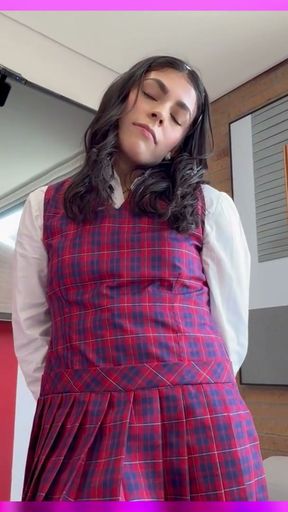 A student in school uniform gets fucked by a big erect cock   Clip 1