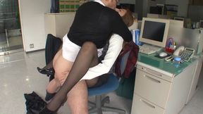 Mature Man and an Office Lady in a Quiet After-hours Encounter