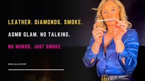 ASMR Silent Smoking in Blue Satin & Leather: British MILF Adds Jewelry Triggers with 120s Cigarette & Glam Details - Miss Lulu Leather - MP4 HD