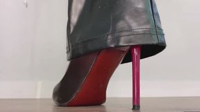 Aldo heels + leather pants + pee