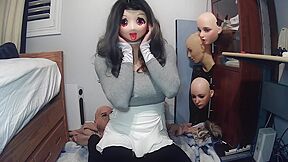 Emilys Masks Pt1! Female Mask Emily Puts On Her Kigurumi Mask Celli And Starts To Play With Herself