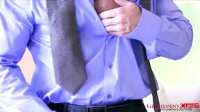 ”GentlemensCloset: Hunk Landon Conrad strokes his shaft while stripping off his cl”