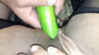 Married Latino friend fucks me bareback at motel with zucchini DP