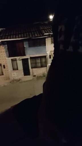 Jerking off in the stairs outside