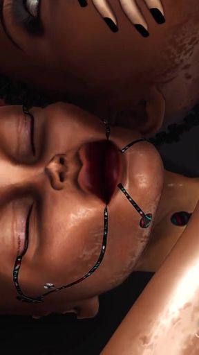 Secrets of area 51. 3D dickgirl androids plays with a sexy ebony in the lab