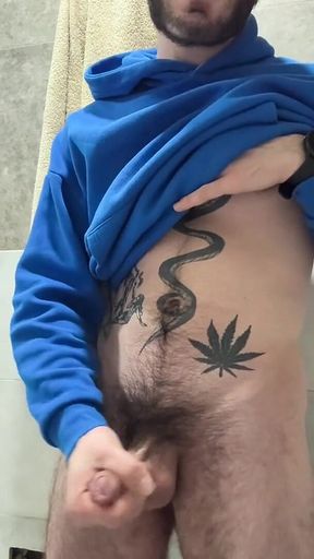 Revaz Masturbates Her Dick and Cums