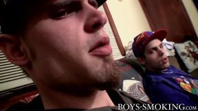Drac and Nolan jerk off each other while taking a smoke