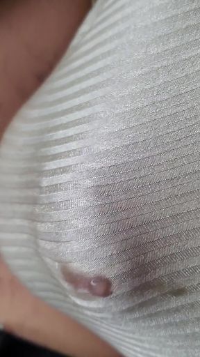 POV Precum Under My Nylon Nude Stripes Knickers, Vintage Panties