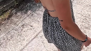 Creepy houses make me horny! Stepsister seduces her stepbrother to fuck her in public place