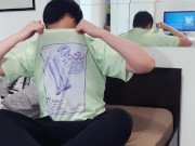 Chubby teen gay boy jerks off & plays with ass and cums