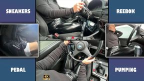 Latex Girl in Reebok Sneakers Hard Rip a BMW E30 4K - Pedal Pumping - Driving - Girl Driver - Nylon Clothing - Foot Fetish - Retro Car - Foot Worship - Latex Pants - Learning to Drive - Revving - Manual Transmission - Gear Shifting