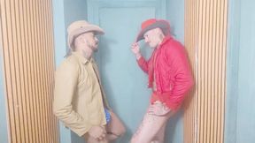 2 HOT COWBOYS KISSING WITH A LOT OF INTENSITY AND DESIRE - BY BRENDON CLARK AND JAMAL SANGENT - CLIP 1