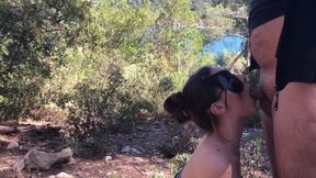 Public No Hands Deepthroat With Cum In Mouth On Sainte Victoire