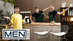 Men - Sam Ledger Asks Barista Joey Mills For Something Hot &amp; Creamy So He Gets Cum All Over His Body