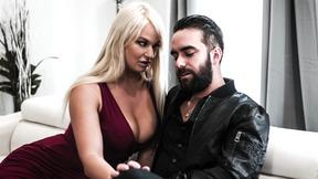 Frustrated buxom mature MILF ties up & dominates huge cock stud