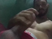 Latino stepson masturbating his thick cock