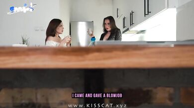 MILF stepmom teaches strapon sex to the stop son trio in POV threesome