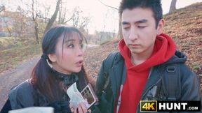 Petite busty Asian Sakura cuckolds her boyfriend for big money