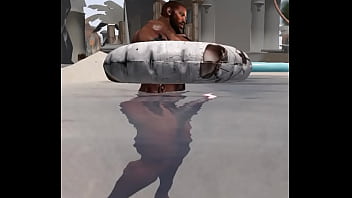 Big D Brown jerking off in pool