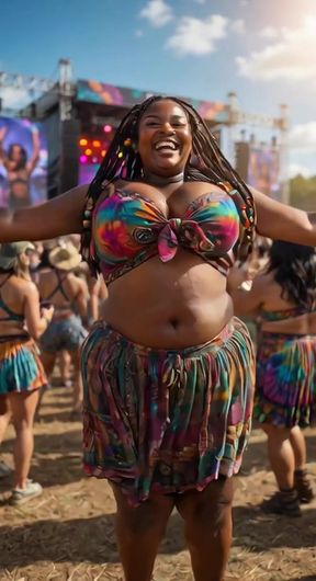 Big-titted black beauty shows off her curves in a sultry solo