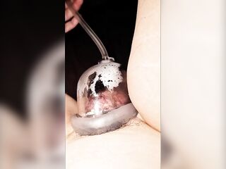 Banging my girlfriends MASSIVE puffy pumped twat after pumping myself with Bathmate. Extraordinary chubby cunt
