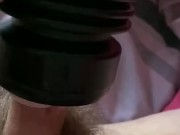Using a flashlight to wank my self off doing  some heavy morning cumshot
