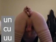 glass tube dildo gapes queefing femboy pussy
