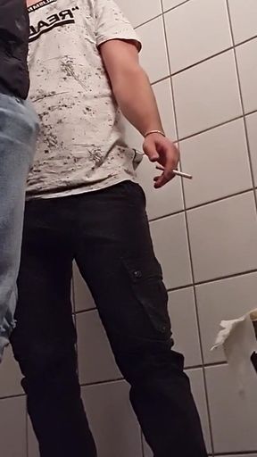 Fuck 'n Smoke at a Public Toilet