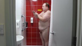 Daddy Bear Showering in Hotel
