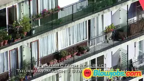 Brunette and blonde milf with small tits pleasing big cock for anal sex