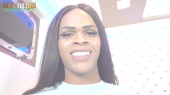 Brazilian Transsexual Solo: Long Hair, Piercing, Big Boobs & Hard Cock