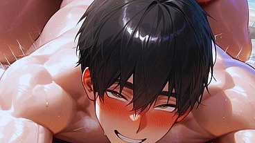 Big Ass Bodybuilder Friends Like to Give Ass in beach! Anime