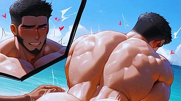 Big Ass Bodybuilder Friends Like to Give Ass in beach! Anime