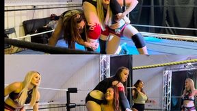 Giantess destroys blonde and brunette