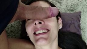 Hotwife MILF moans and gags deep throating average dick