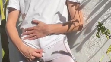 truth or dare : twink self-pissing - peeing in white undies - male omorashi