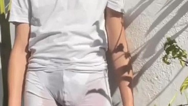 truth or dare : twink self-pissing - peeing in white undies