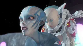 Hot sex on the exoplanet - An alien gets fucked by a spacewoman with strapon