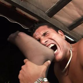 perfect stocking shemale get hard nailed outdoor by dude