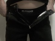 Anal butt plug in ass under clothes