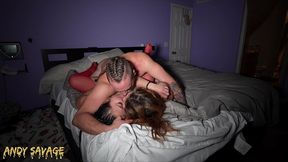 intense threesome with two college girls