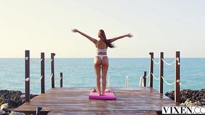 Fit yoga babe Vanna Bardot makes love on pier with macho Alberto!