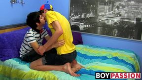 Cute little twink sucks dick and gets pounded with passion