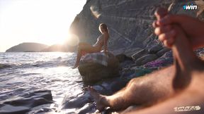 Teen caught jerking off at nude beach gets surprise help from a stranger