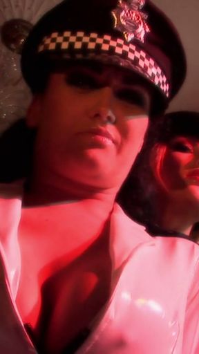 Kinky blonde shoves a stick into sexy police woman's asshole during a lesbian fuck   Clip 1