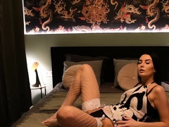 Simon Kitty strips and toys herself