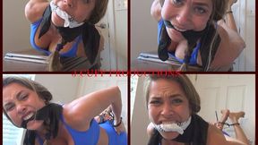 Anastasia: Hog cuffed and cleave gagged (3 cleave gags)